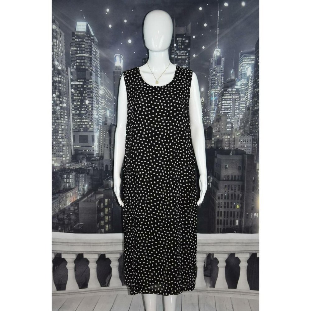 Draper & Damon's size 18 Black and White Polka Dot Sleeveless Lined Sheath Dress